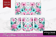 3D Flowers Mug Wrap - Summer Mug PNG Sublimation Product Image 1