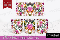 3D Flowers Mug Wrap - Summer Mug PNG Sublimation Product Image 1