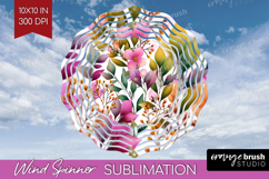 3D Flowers Wind Spinner Sublimation PNG - Summer Round Product Image 1