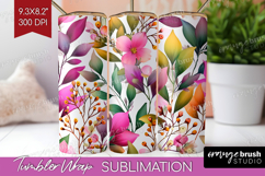 3D Flowers Tumbler Wrap - Summer Tumbler PNG Sublimation Product Image 1