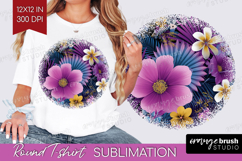 3D Flowers Round Tshirt Background - Summer PNG Sublimation Product Image 1