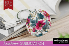 3D Flowers Keychain PNG - Summer Keychain Sublimation Product Image 1
