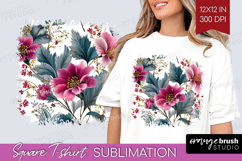 3D Flowers Square Tshirt Background - Summer PNG Sublimation Product Image 1