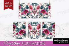 3D Flowers Mug Wrap - Summer Mug PNG Sublimation Product Image 1