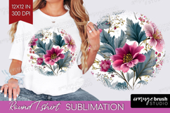3D Flowers Round Tshirt Background - Summer PNG Sublimation Product Image 1