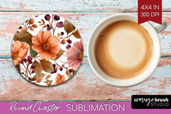 3D Flowers Round Coaster - Summer Coaster PNG Sublimation Product Image 1