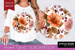 3D Flowers Round Tshirt Background - Summer PNG Sublimation Product Image 1