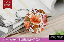 3D Flowers Keychain PNG - Summer Keychain Sublimation Product Image 1