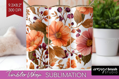 3D Flowers Tumbler Wrap - Summer Tumbler PNG Sublimation Product Image 1