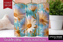 3D Flowers Tumbler Wrap - Summer Tumbler PNG Sublimation Product Image 1