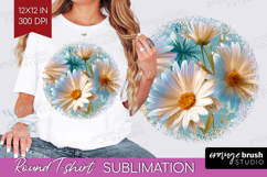 3D Flowers Round Tshirt Background - Summer PNG Sublimation Product Image 1