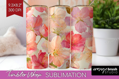 3D Flowers Tumbler Wrap - Summer Tumbler PNG Sublimation Product Image 1