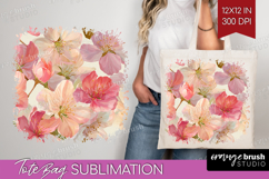 3D Flowers Tote Bag - Summer Tote Bag PNG Sublimation Product Image 1