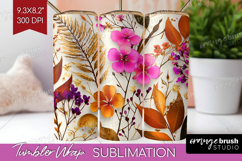 3D Flowers Tumbler Wrap - Summer Tumbler PNG Sublimation Product Image 1