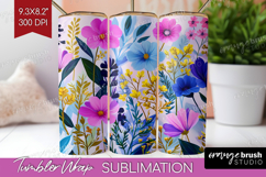 3D Flowers Tumbler Wrap - Summer Tumbler PNG Sublimation Product Image 1