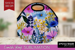 3D Flowers Lunch Bag - Summer Lunch Bug PNG Sublimation Product Image 1