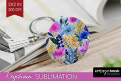 3D Flowers Keychain PNG - Summer Keychain Sublimation Product Image 1