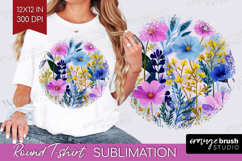 3D Flowers Round Tshirt Background - Summer PNG Sublimation Product Image 1