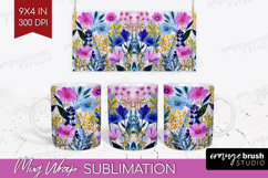 3D Flowers Mug Wrap - Summer Mug PNG Sublimation Product Image 1