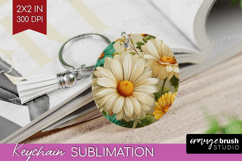 3D Flowers Keychain PNG - Summer Keychain Sublimation Product Image 1