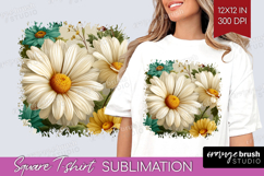 3D Flowers Square Tshirt Background - Summer PNG Sublimation Product Image 1