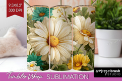 3D Flowers Tumbler Wrap - Summer Tumbler PNG Sublimation Product Image 1