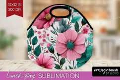 3D Flowers Lunch Bag - Summer Lunch Bug PNG Sublimation Product Image 1