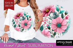 3D Flowers Round Tshirt Background - Summer PNG Sublimation Product Image 1