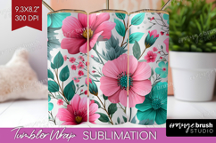 3D Flowers Tumbler Wrap - Summer Tumbler PNG Sublimation Product Image 1