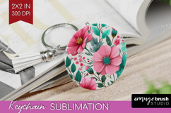 3D Flowers Keychain PNG - Summer Keychain Sublimation Product Image 1