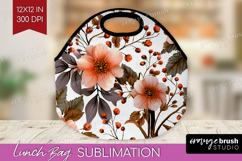 3D Flowers Lunch Bag - Summer Lunch Bug PNG Sublimation Product Image 1