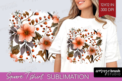 3D Flowers Square Tshirt Background - Summer PNG Sublimation Product Image 1