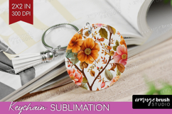 3D Flowers Keychain PNG - Summer Keychain Sublimation Product Image 1