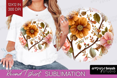 3D Flowers Round Tshirt Background - Summer PNG Sublimation Product Image 1