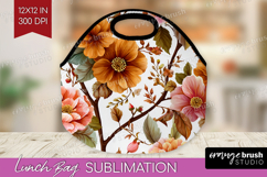 3D Flowers Lunch Bag - Summer Lunch Bug PNG Sublimation Product Image 1