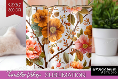 3D Flowers Tumbler Wrap - Summer Tumbler PNG Sublimation Product Image 1