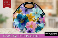 3D Flowers Lunch Bag - Summer Lunch Bug PNG Sublimation Product Image 1