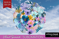 3D Flowers Wind Spinner Sublimation PNG - Summer Round Product Image 1