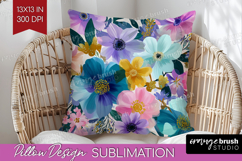 3D Flowers Pillow Sublimation - Summer Pillow Cover PNG Product Image 1