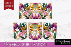3D Flowers Mug Wrap - Summer Mug PNG Sublimation Product Image 1