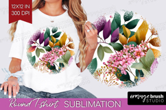 3D Flowers Round Tshirt Background - Summer PNG Sublimation Product Image 1