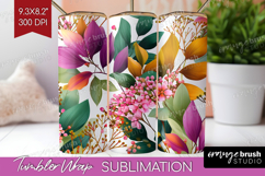3D Flowers Tumbler Wrap - Summer Tumbler PNG Sublimation Product Image 1