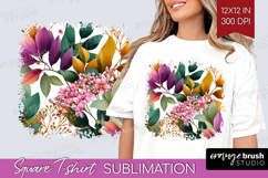 3D Flowers Square Tshirt Background - Summer PNG Sublimation Product Image 1