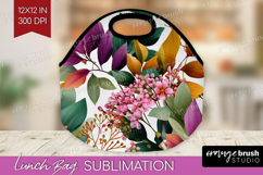 3D Flowers Lunch Bag - Summer Lunch Bug PNG Sublimation Product Image 1
