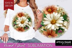3D Flowers Round Tshirt Background - Summer PNG Sublimation Product Image 1