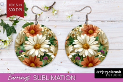 3D Flowers Round Earrings - Summer PNG Sublimation Product Image 1