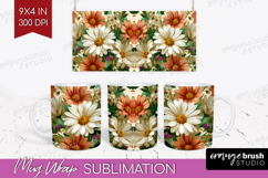 3D Flowers Mug Wrap - Summer Mug PNG Sublimation Product Image 1