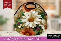 3D Flowers Lunch Bag - Summer Lunch Bug PNG Sublimation Product Image 1