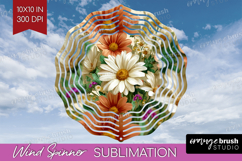3D Flowers Wind Spinner Sublimation PNG - Summer Round Product Image 1