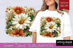 3D Flowers Square Tshirt Background - Summer PNG Sublimation Product Image 1